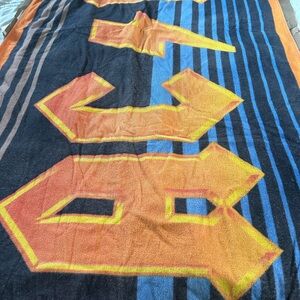 AC/DC Black Towel with Red and Yellow Accents Vintage with Some Wear for Age